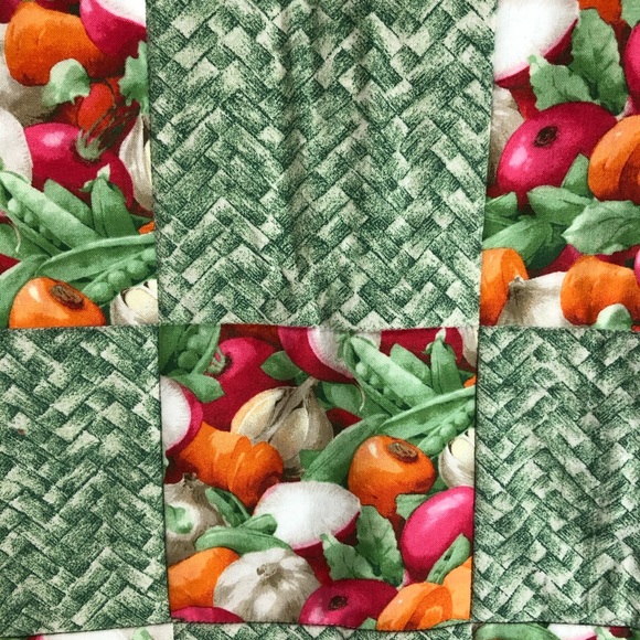 Handmade Patchwork Vegetable Pattern Grocery Tote - Picture 3 of 6
